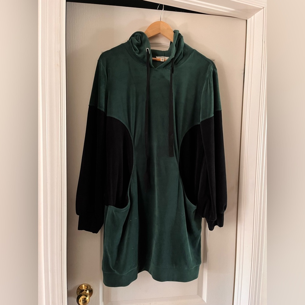 Max Studio Forest Green Hoodie Mini Dress